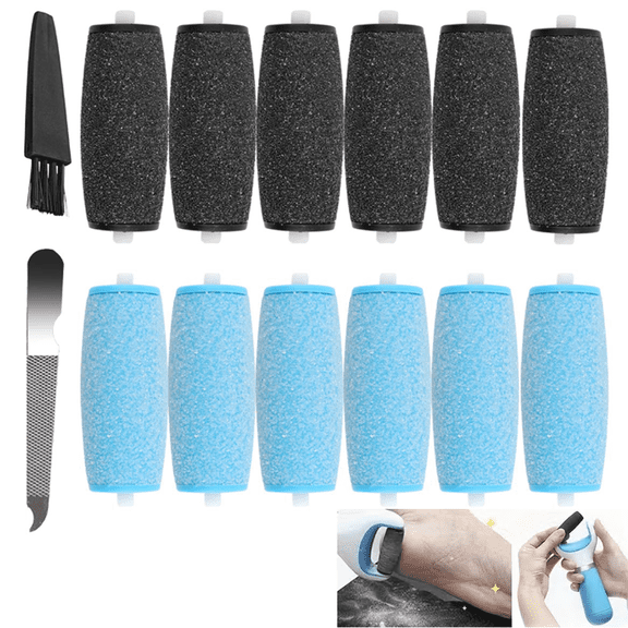 12Pcs Replacement Rollers for Amope Foot Scrubbers, Electric Foot Scrubber Replacement Heads, Electric Foot File Additions for Removing And Hard Skin