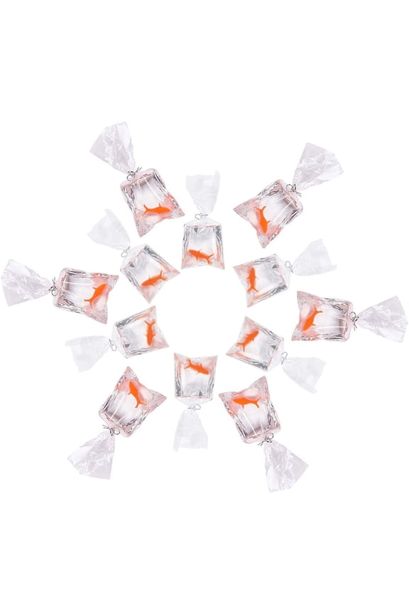 12Pcs Resin Shape Fish Water Bag Charms Orange Resin Fish Charms Pendants for Earrings Bracelet Jewelry Making DIY Craft Finding Supplies