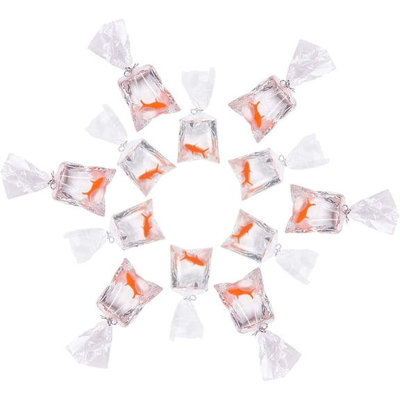 12Pcs Resin Shape Fish Water Bag Charms Orange Resin Fish Charms Pendants