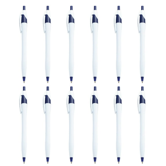 12Pcs Retractable Plastic Ballpoint Pen with Pen Clip Signing Pen Office Signature Pen Guest Sign In Pen for Office