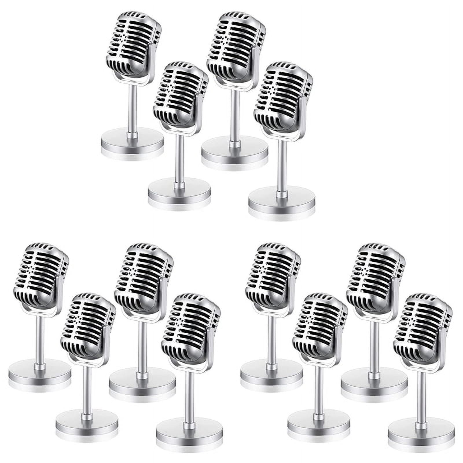 12Pcs Retro Microphone Props Model Vintage Microphone Antique Microphone Toy Microphone Stage Table Decor,Silver