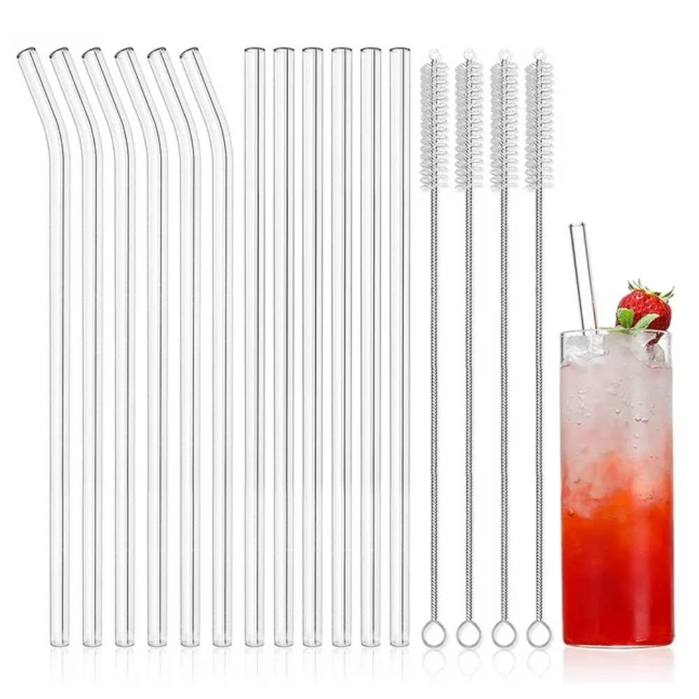 Hummingbird Glass Straws Clear Straight 9 x 7 mm Long Reusable Straw  Designed for Yeti and Starbucks Style Tumblers Made Wth Pride in USA - 4  Pack