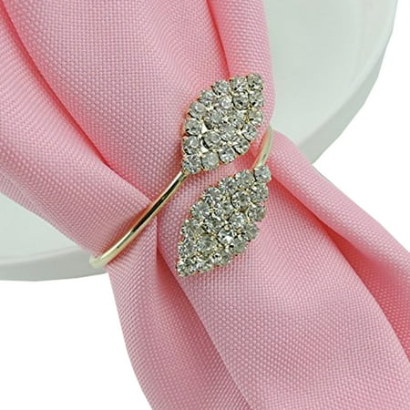 12Pcs Rhinestone Napkin Rings Handmade Serviette Buckle Holder Wedding Dinner