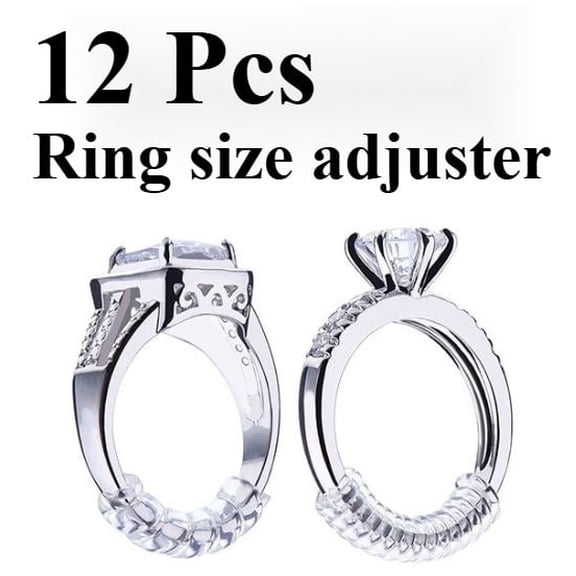 12Pcs Ring Rubber Size Adjuster for Loose Rings Invisible Ring Guard for Women Clear Plastic Wide Thin Band Resizing Ring Resize Make Ring Smaller