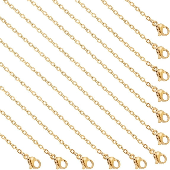 12Pcs Chain Necklaces 18K Gold Plated Stainless Steel Belcher Chain Replacement Necklace 19.76 inch Long