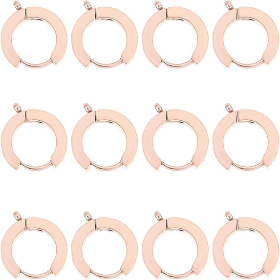 12Pcs Rose Gold Huggie Hoop Earrings Hypoallergenic Cartilage Sleeper Earring Leverback Earring Hooks Stainless Steel Minimalist Hoop Earrings with Loop for Dangle Earring 15.5x14x3mm diy