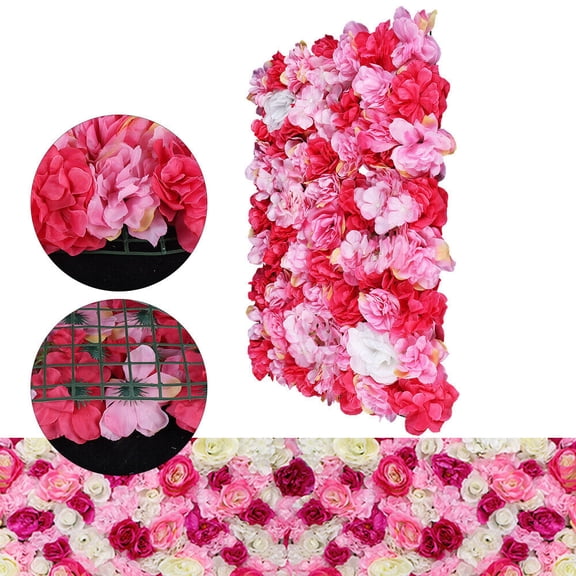 12Pcs Rose Red Artificial Flower Wall Panel Silk Dahlia Wall Floral Backdrop Wedding Party Indoor Outdoor Decor 40*60cm