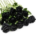 thumbnail image 1 of 12Pcs Roses Artificial Flowers Bulk Fake Silk Black Roses Bouquet with Long Stem, Faux Roses Flowers for Wedding Home Decorations Floral Arrangement Party Table Centerpieces(Black), 1 of 8