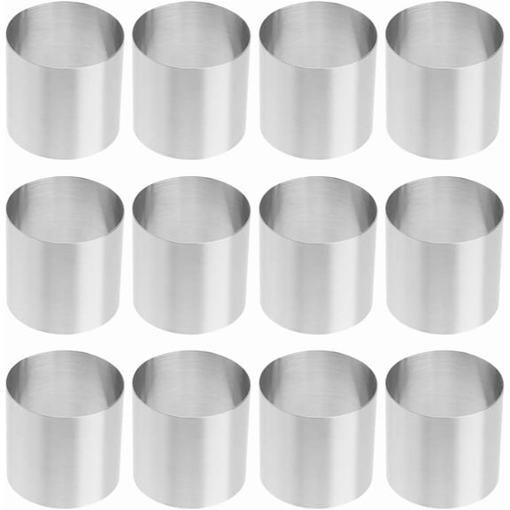 Hemoton Non-Stick Baking Molds Stainless Steel for Cakes and Mousse 12Pcs