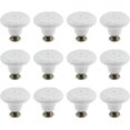 thumbnail image 1 of 12Pcs Round Ceramic Drawer Knobs Cabinet Furniture Handle Vintage Flower Pattern Knobs, with Mounting Screws,White, 1 of 9