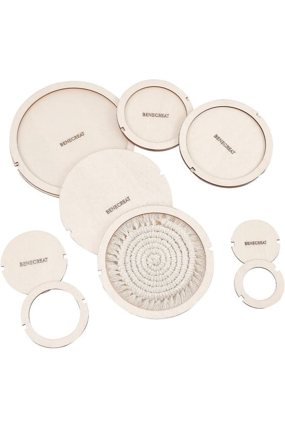 12Pcs Round Macrame Cutting Molds Wood Macrame Ring Cutting Template Macrame Round Wall Hanging Tool DIY