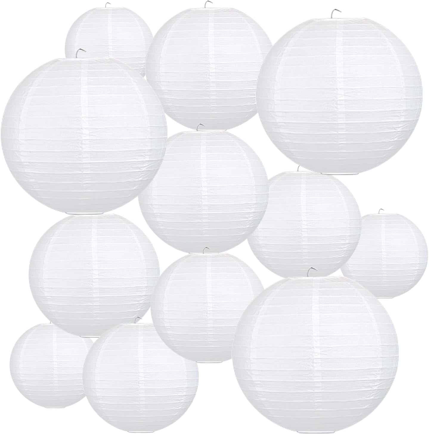 12Pcs Round Paper Lanterns Assorted Sizes (6" 8" 10" 12") for Home ...