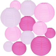 12Pcs Round Paper Lanterns Assorted Sizes 6" 8" 10" 12" for Home Decor, Restaurant, Church, Wedding, Birthday Party Decorations, Hanging Chinese Japanese Paper Lantern Lamps