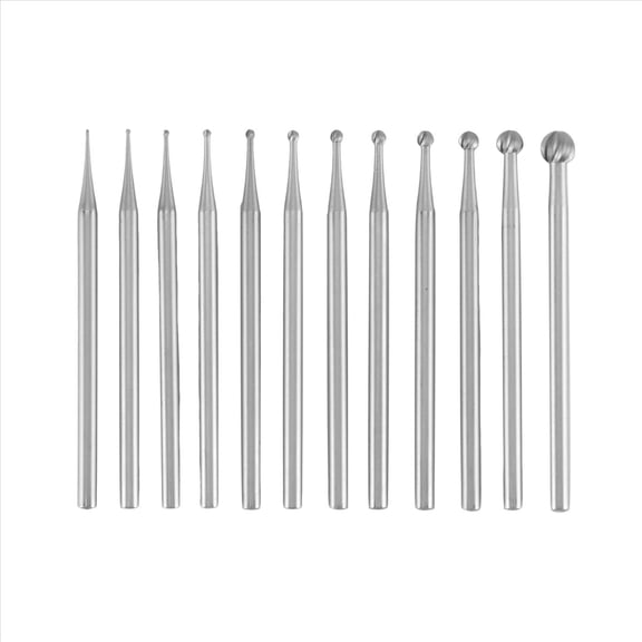 12Pcs Round Shape Ball Burr Set - 3/32Inch Shank Jewelry Making Burs Round Ball Shape Engraving Bits