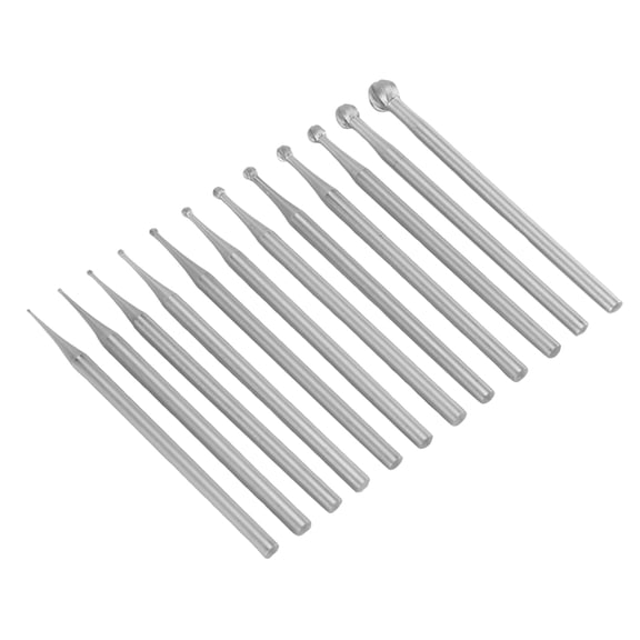 12Pcs Round Shape Ball Burr Set - 3/32Inch Shank Jewelry Making Burs Round Ball Shape Engraving Bits