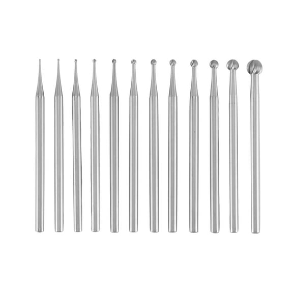 12Pcs Round Shape Ball Burr Set - 3/32Inch Shank Jewelry Making Burs Round Ball Shape Engraving Bits,12 * Round Shape Ball Burr,Silver