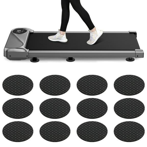 12Pcs Round Shape Thickened Treadmill Mat Pad Shock Absorption Double Side Anti Slip Workout Floor Protection Mat for Exercise Bike Rowing Machine