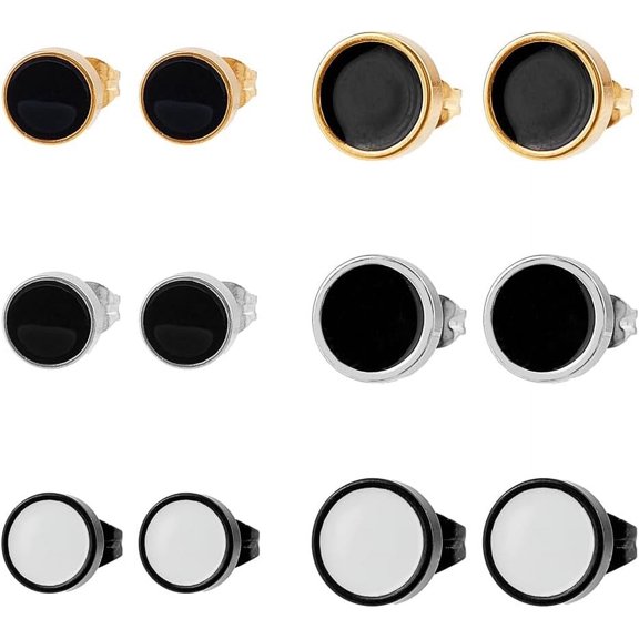 12Pcs Round Stud Earrings Colorful Post Stud Earring Enamel Stud Earrings Unisex Earring Colorful