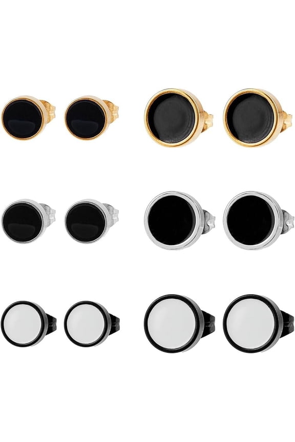 12Pcs Round Stud Earrings Colorful Post Stud Earring Enamel Stud Earrings Unisex Earring Colorful