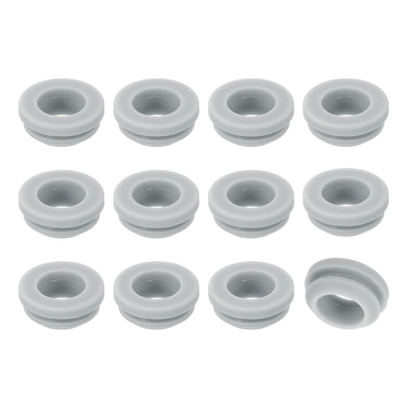 12Pcs Rubber Grommets, Mount Dia 15mm ID 11mm Snap Firewall Hole Plug, Anti-Scratch Hole Cover Plug for Electrical Box Cable Wiring, Gray