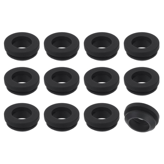 12Pcs Rubber Grommets, Mount Dia 17mm ID 13mm Snap Firewall Hole Plug, Anti-Scratch Hole Cover Plug for Electrical Box Cable Wiring, Black