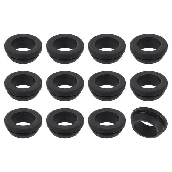 12Pcs Rubber Grommets, Mount Dia 20mm ID 16mm Snap Firewall Hole Plug, Anti-Scratch Hole Cover Plug for Electrical Box Cable Wiring, Black
