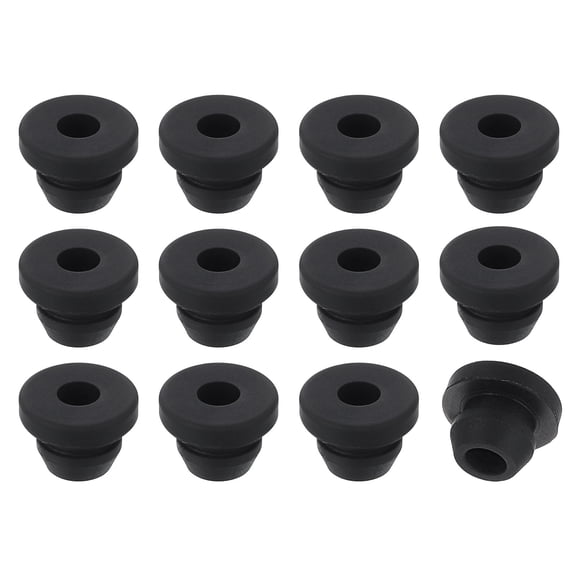12Pcs Rubber Grommets, Mount Dia 5mm ID 2.5mm Snap Firewall Hole Plug, Anti-Scratch Hole Cover Plug for Electrical Box Cable Wiring, Black