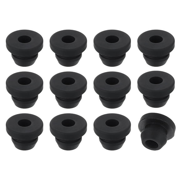 12Pcs Rubber Grommets, Mount Dia 6mm ID 3.5mm Snap Firewall Hole Plug, Anti-Scratch Hole Cover Plug for Electrical Box Cable Wiring, Black