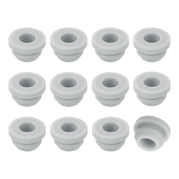 12Pcs Rubber Grommets, Mount Dia 8mm ID 5.5mm Snap Firewall Hole Plug, Anti-Scratch Hole Cover Plug for Electrical Box Cable Wiring, Gray