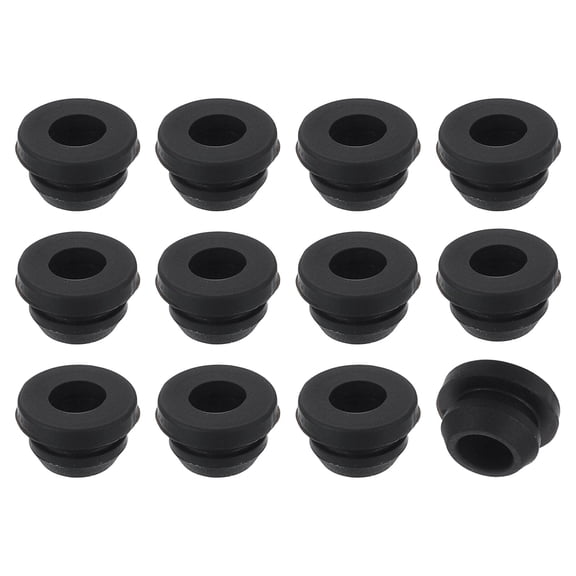 12Pcs Rubber Grommets, Mount Dia 9mm ID 6.2mm Snap Firewall Hole Plug, Anti-Scratch Hole Cover Plug for Electrical Box Cable Wiring, Black