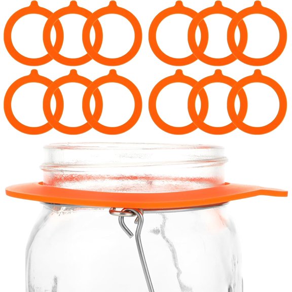 12Pcs Rubber Seals for Glass Jars, 3.7inch Airtight Rubber Gasket for Glass Jars Replacement Leak Proof Rubber Jar Seals for Mason Jars Jar Lids(Orange)
