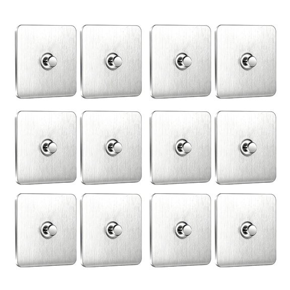 12Pcs Rustproof Stainless Steel Hook Strong Adhesive Backing for Home Decoration Storage