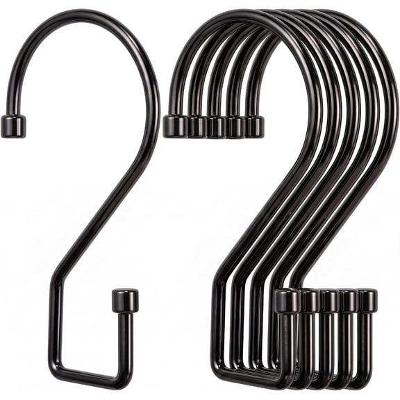 12Pcs S Hooks for Hanging, 4 inch Heavy Duty Large S Hooks, Reversible Black Metal S Shaped Hooks for Kitchen, Bathroom, Garden, Indoor, Outdoor