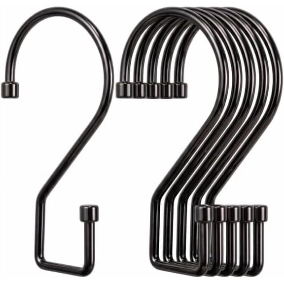 12Pcs S Hooks for Hanging, 4 inch Heavy Duty Large S Hooks, Reversible Black Metal S Shaped Hooks for Kitchen, Bathroom, Garden, Indoor, Outdoor