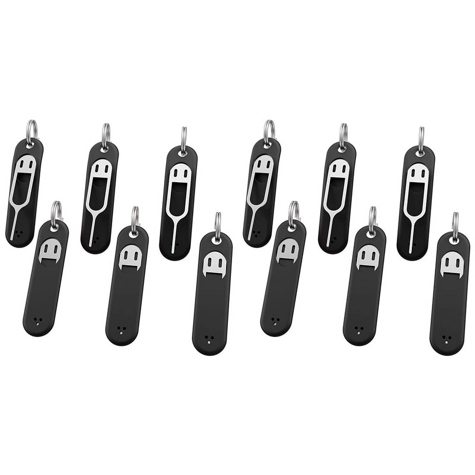 12Pcs SIM Card Removal Tool-Sim Card Tray Pin Eject Removal Tool Needle Opener Ejector,with Removable Key Chain,Black