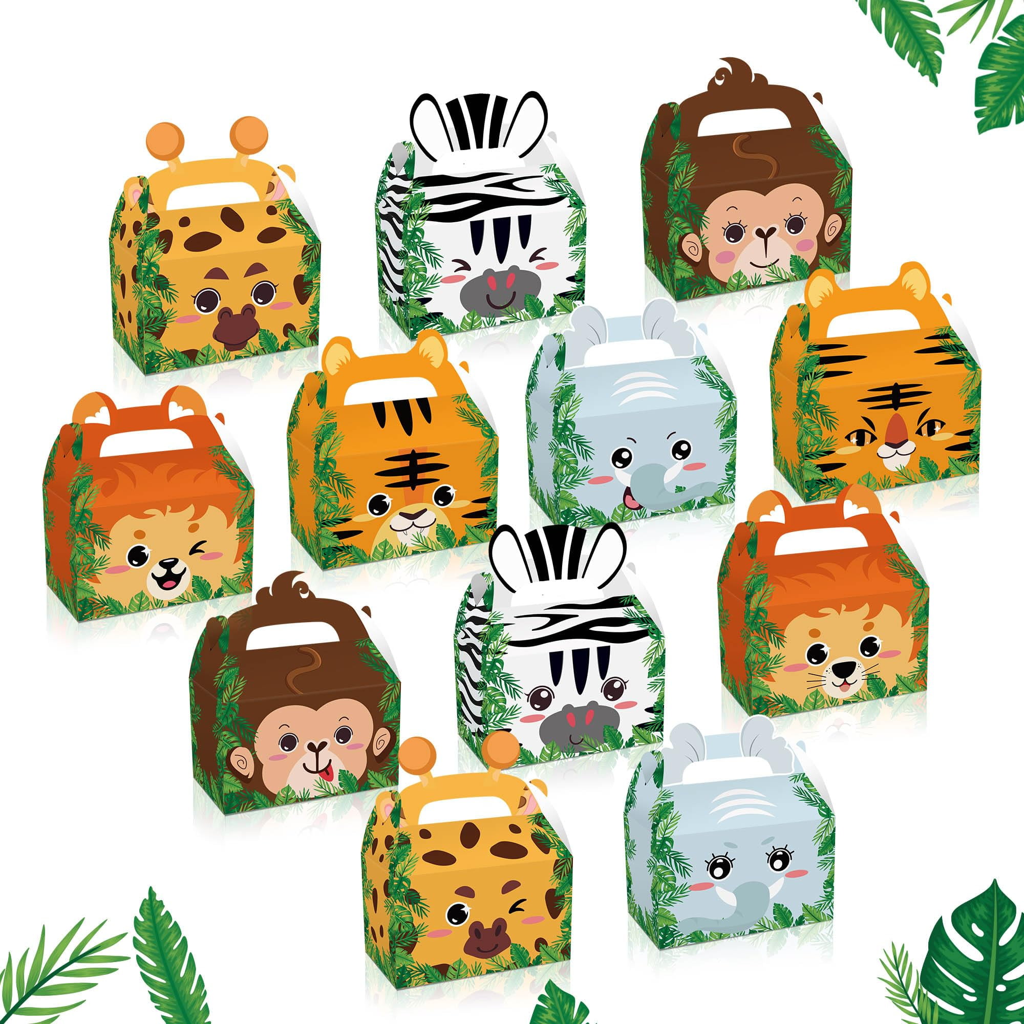 12Pcs Safari Animal Party AIF4 Favor Box - Jungle Animal Box Gift Zoo ...