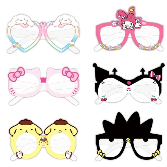 12Pcs Sanrio Themed Glasses, Party Supplies Photo Booth Prop Cartoon Character Cosplay Birthday Gift for Kids.