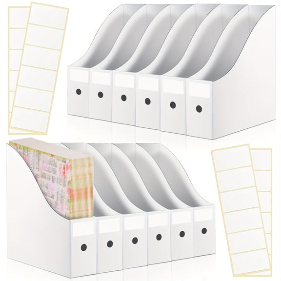 12Pcs Scrapbook Paper Storage Organizer, 10"x10" Foldable Cardboard Boxes with Labels, Scrapbook Paper Holder for Vinyl Sheet Craft Document Organizer