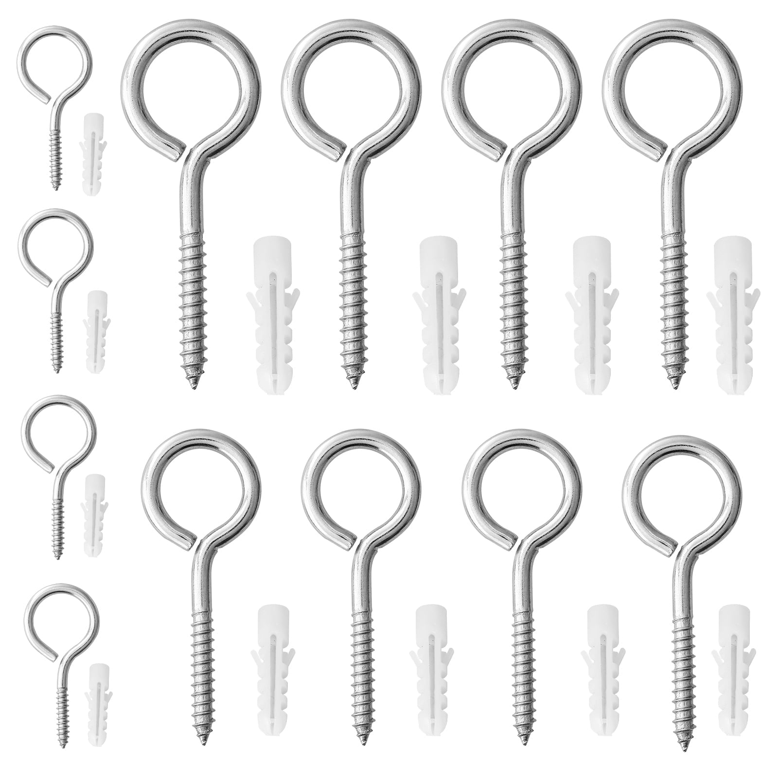 12Pcs Screw Eyes, Waterproof Big Eye Hooks Screw Self Tapping Eye