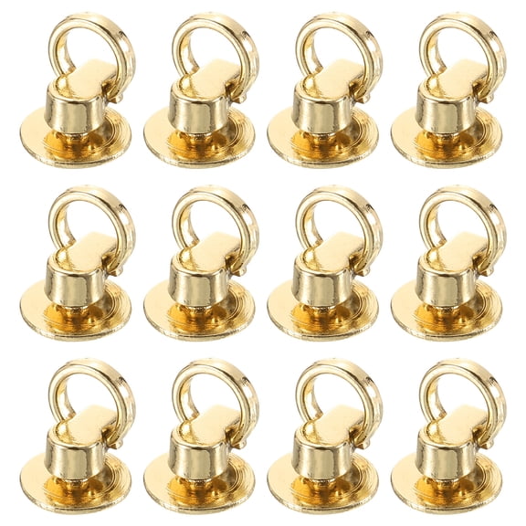 12Pcs Screw Round Head Rivet, 12mm Pull Ring Rivet Fasteners, Screw Rivet Studs for DIY Leather Craft Belts Purse Handbags (Light Gold)