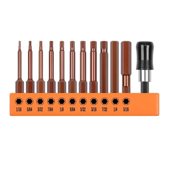 12Pcs Screwdriver Bit Hex Head Wrench Drill Bit 6.35mm Hex Shank Holder Metric S2 Steel 1/4inch Electric Screwdriver Accessories