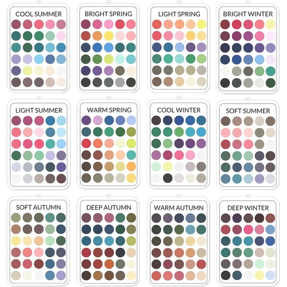 12Pcs Season Color Palette Cards,Clear Acrylic Season Color Analysis ...