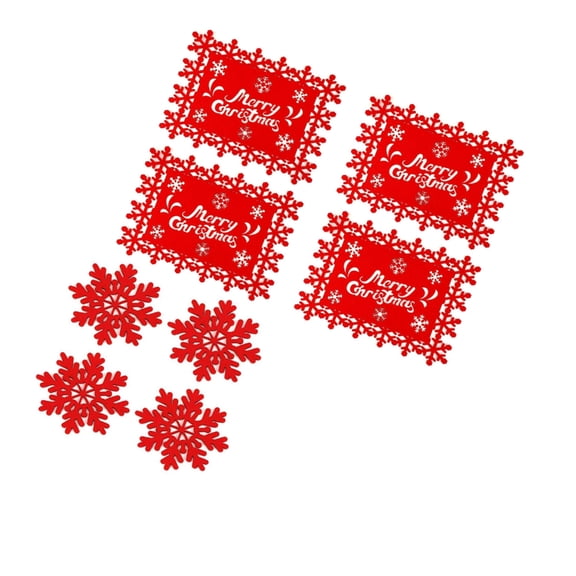12Pcs Seasonal Snowflake Felt Placemats Heat Resistant Table Mats for Holiday Dining Christmas Themed Place Mats