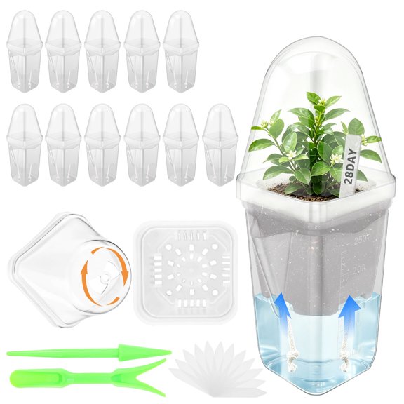 12Pcs Self Watering Plant Propagation Pot with Adjustable Humidity Dome