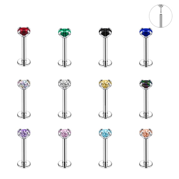 12Pcs/Set 16G Mix Color Crystal Lip Labret Studs Medusa Piercing Tragus Helix Piercing