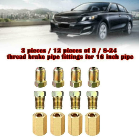 12Pcs/Set 3/16\" Brake Line Repair Female Union Inverted Nuts Fittings Tube Auto Accessories