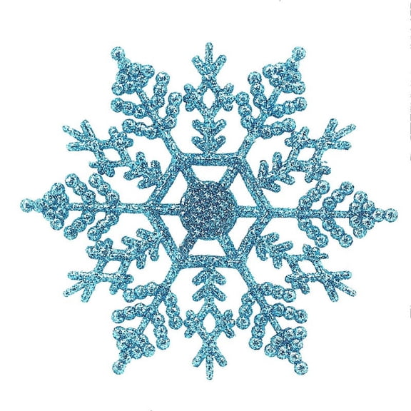 12Pcs/Set 4-Inch Sparkly Plastic Glitter Snowflake Christmas Ornaments Xmas Tree Hanger Garland Making Decorations