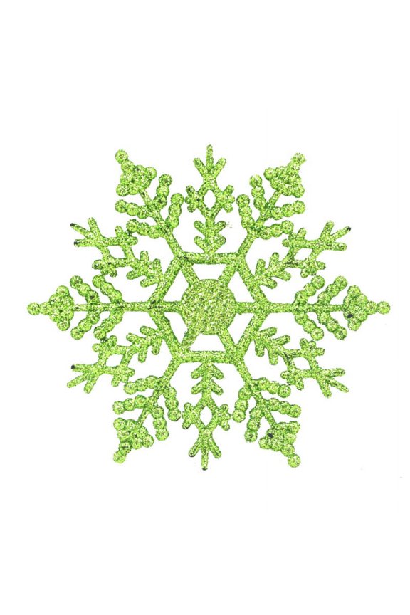 12Pcs/Set 4-Inch Sparkly Plastic Glitter Snowflake Christmas Ornaments Xmas Tree Hanger Garland Making Decorations