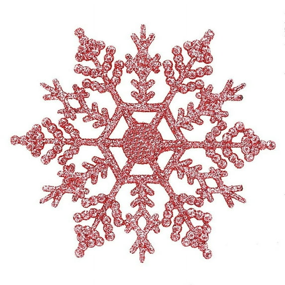 12Pcs/Set 4-Inch Sparkly Plastic Glitter Snowflake Christmas Ornaments Xmas Tree Hanger Garland Making Decorations