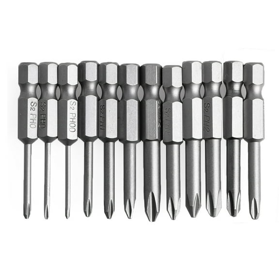 12Pcs/Set 50mm 1/4 Inch Hex Shank Magnetic Phillips Cross Screwdriver Bits